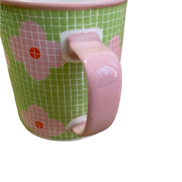 Starbucks Barista Coffee Tea Mug Green Pink Floral Mosaic Tile 2004 Vintage 16oz - Picture 7 of 7
